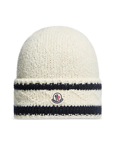Moncler Stripe Logo Patch Beanie