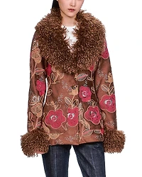 Anna Sui Poiret Faux Fur Trim Jacket