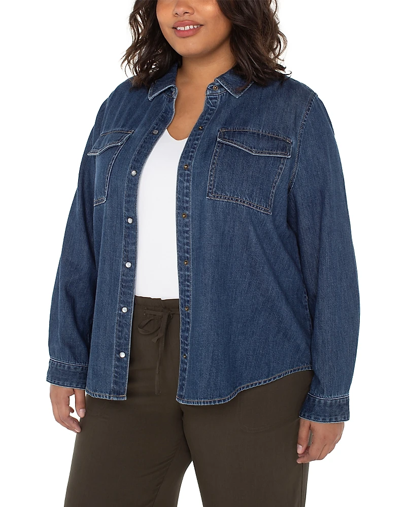 Liverpool Los Angeles Plus Long Sleeve Button Front Shirt