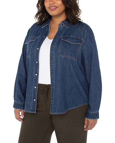 Liverpool Los Angeles Plus Long Sleeve Button Front Shirt