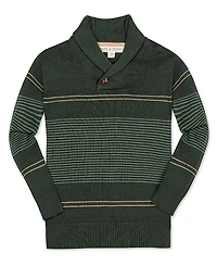 Hope & Henry Boys' Organic Long Sleeve Striped Shawl Collar Sweater - Baby, Little Kid
