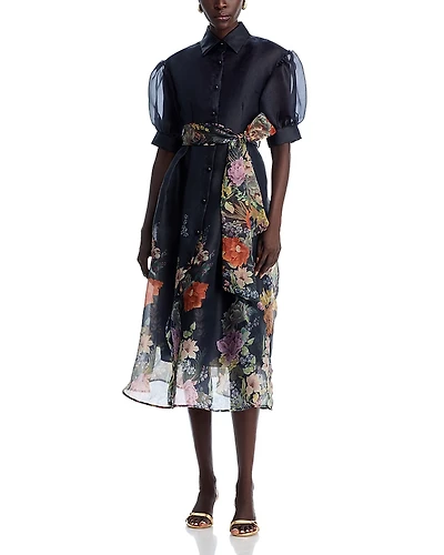 Nancy Yang Floral Print Button Front Dress