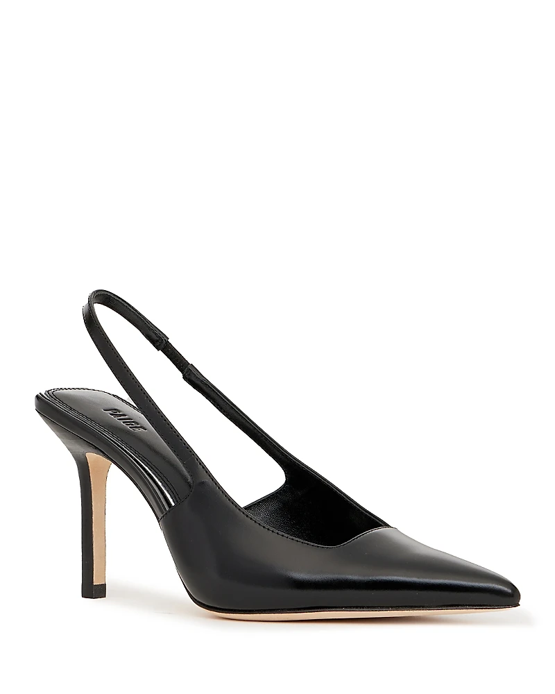 Paige Women's Sienna Black Leather Slingback Pumps