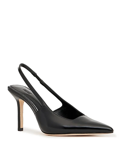 Paige Women's Sienna Black Leather Slingback Pumps