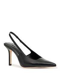 Paige Women's Sienna Black Leather Slingback Pumps