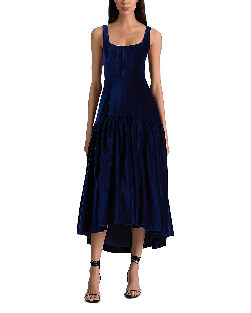 Alice and Olivia Diana Velvet Midi Dress