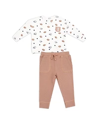 Angel Dear Boys' Footballs & Stars 2 Piece Waffle Knit Drop Sleeve Pocket Tee Joggers Set - Baby, Little Kid