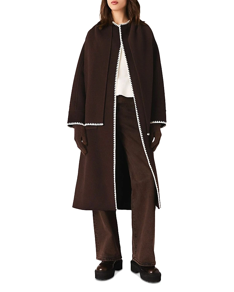 Maje Embroidered Double Faced Coat