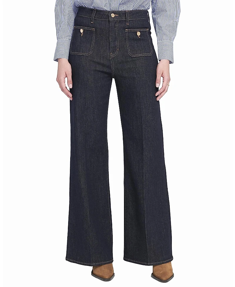 Elle Collection Dark Wash Patch Pocket Wide Leg Jean
