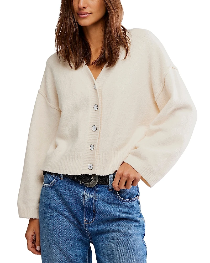 Free People Cool of The Night V Neck Cardigan Sweater