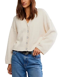 Free People Cool of The Night V Neck Cardigan Sweater