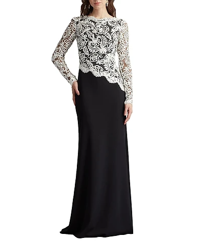 Tadashi Shoji Randall Embroidered Crepe Gown