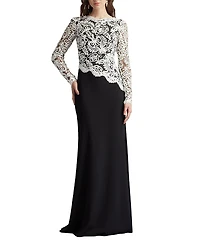 Tadashi Shoji Randall Embroidered Crepe Gown