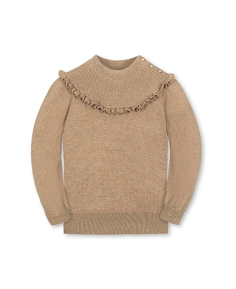 Hope & Henry Girls' Organic Long Sleeve Mock Neck Sweater with Ruffle - Little Kid, Big Kid
