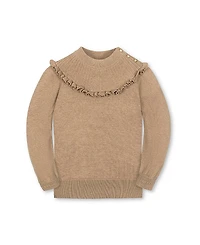 Hope & Henry Girls' Organic Long Sleeve Mock Neck Sweater with Ruffle - Little Kid, Big Kid