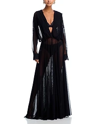 Norma Kamali Hooded Mesh Gown