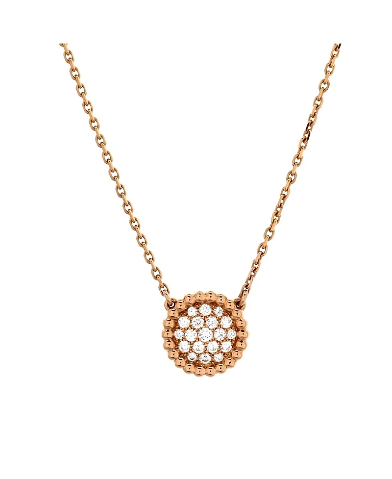 Pre-Owned Van Cleef & Arpels Perlee Round Pendant Necklace 18K Rose Gold and Diamonds, 18 - 16.25"