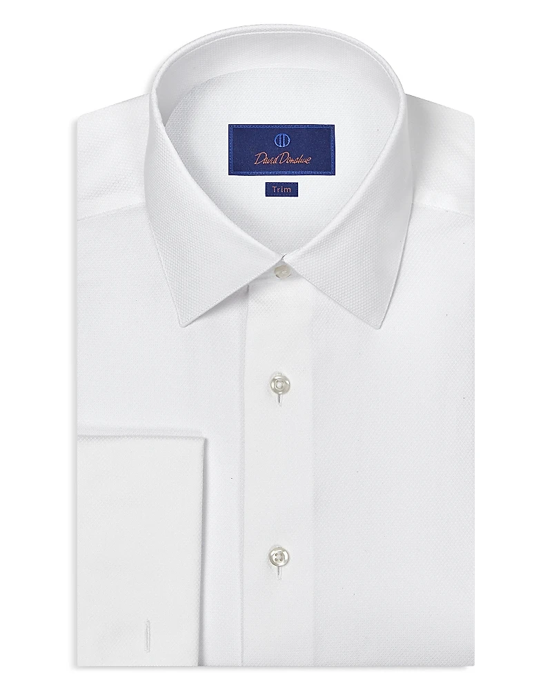 David Donahue Slim Fit Dobby French Cuff Formal Shirt