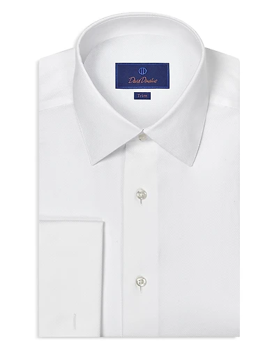 David Donahue Slim Fit Dobby French Cuff Formal Shirt