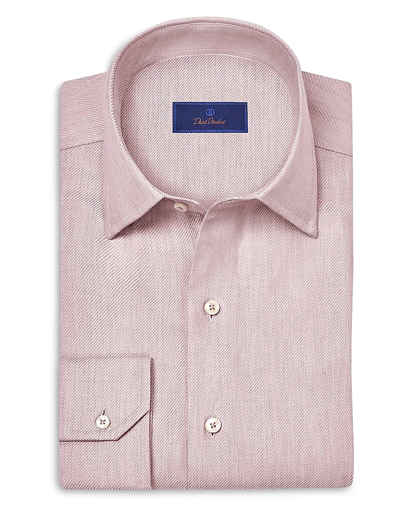 David Donahue Cashmere Blend Twill Solid Sport Shirt