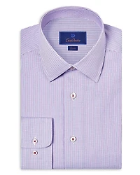 David Donahue Slim Fit Textured Micro Dobby Dress Shirt