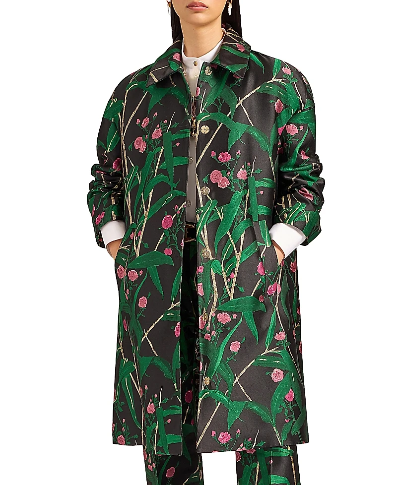 La Doublej Boxy Coat Bamboo Jacquard Black