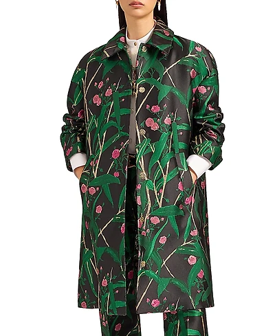 La Doublej Boxy Coat Bamboo Jacquard Black