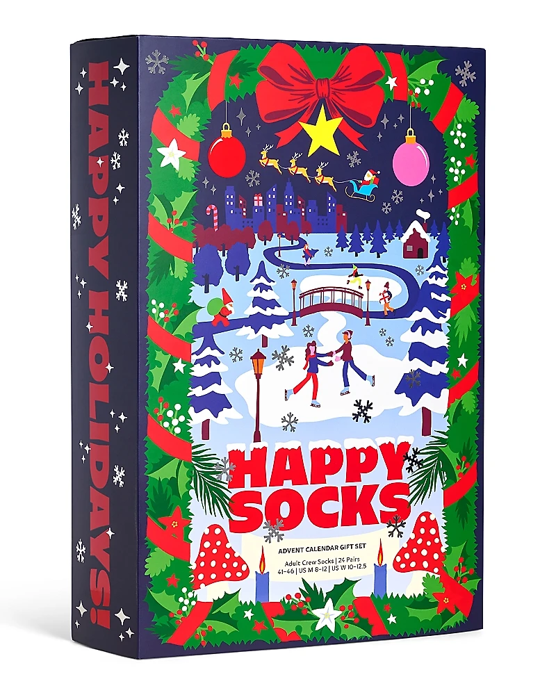 Happy Socks Advent Calendar Crew Socks Gift Set, Pack of 24