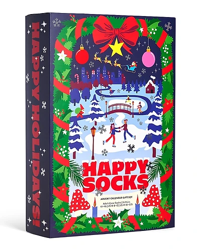Happy Socks Advent Calendar Crew Socks Gift Set, Pack of 24