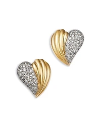 Bloomingdale's Fine Collection Diamond Textured Heart Stud Earrings