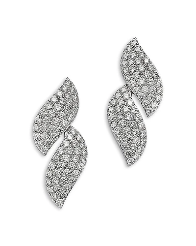 Robert Coin 18K White Gold San Marco Diamond Pave Swirl Drop Earrings