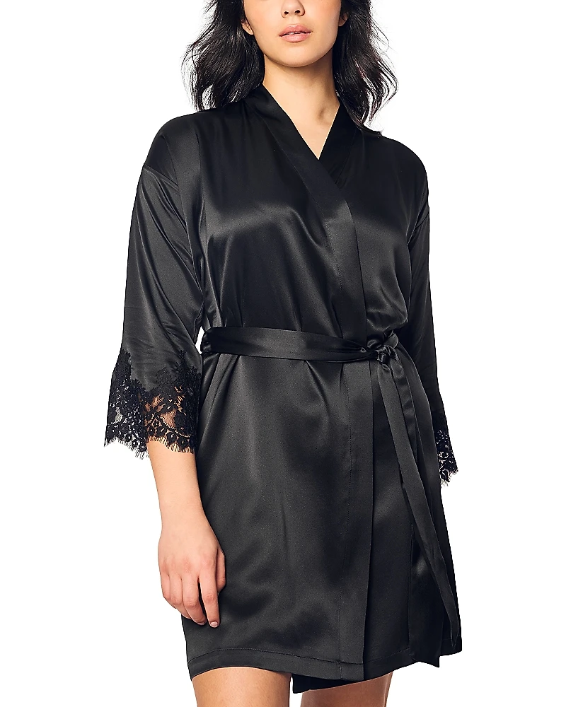 Petite Plume Mulberry Silk Lace Robe
