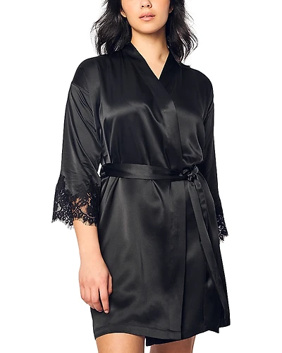 Petite Plume Mulberry Silk Lace Robe