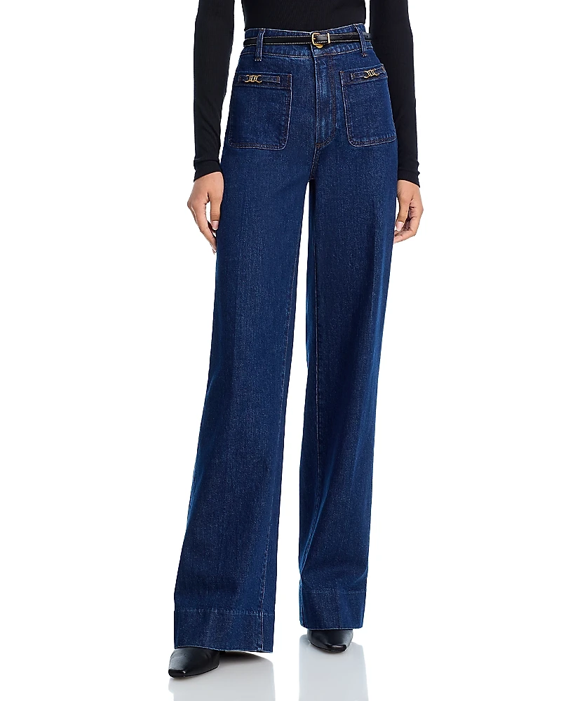 Paige Sasha High Rise Patch Pocket Wide Leg Jeans