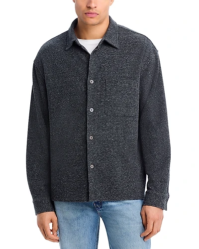 Frame Cotton Blend Waffle Textured Button Down Shirt