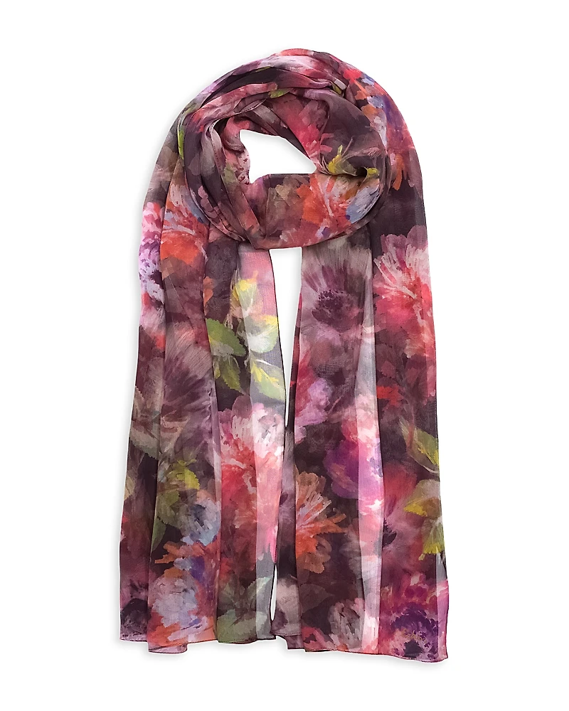 Echo Hazy Floral Crinkle Silk Wrap Scarf