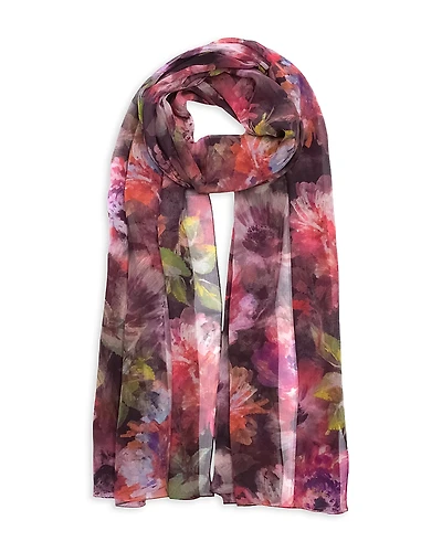 Echo Hazy Floral Crinkle Silk Wrap Scarf