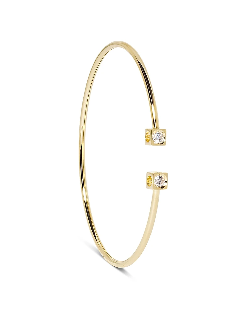 Dinh Van 18K Yellow Gold Le Cube Diamant Diamond Wire Cuff Bracelet