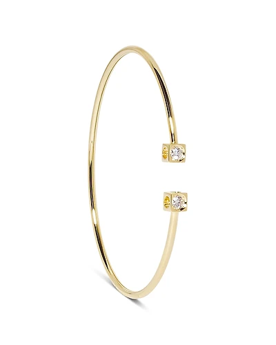 Dinh Van 18K Yellow Gold Le Cube Diamant Diamond Wire Cuff Bracelet