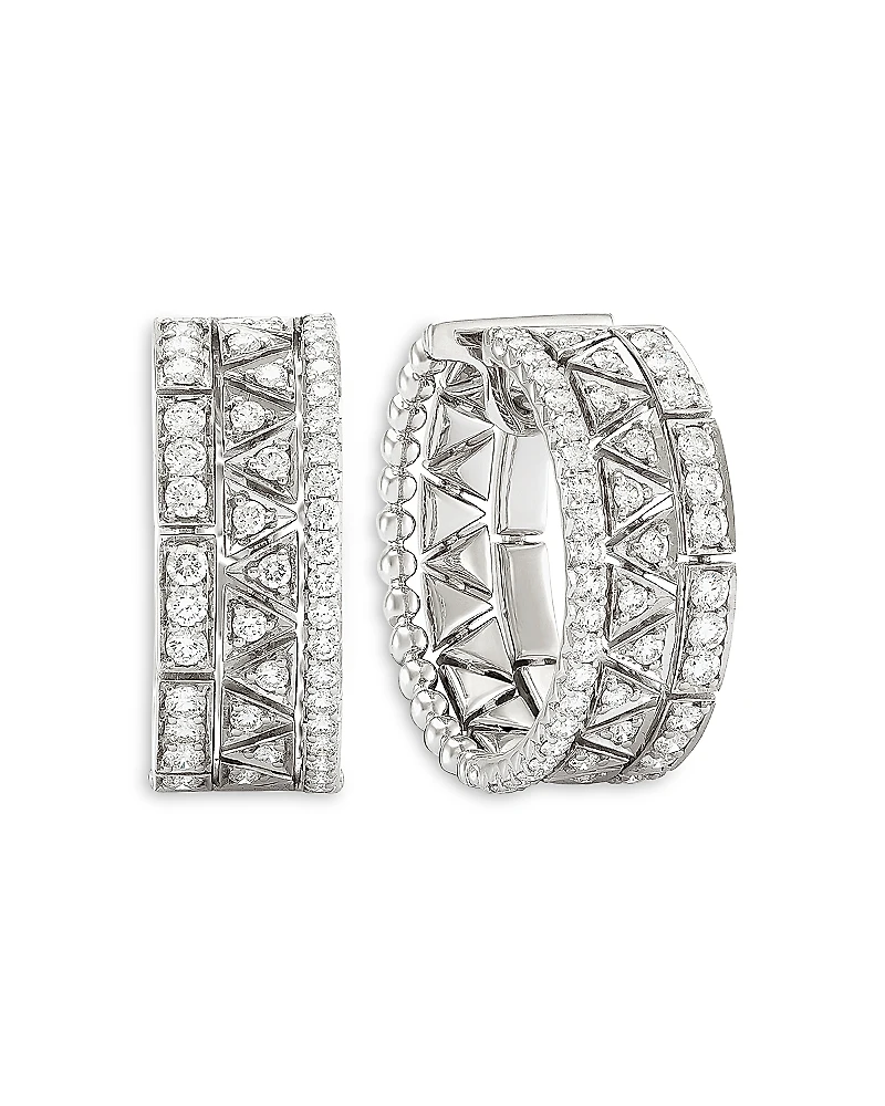 Etho Maria 18K White Gold Reflexion Diamond Multirow Hoop Earrings
