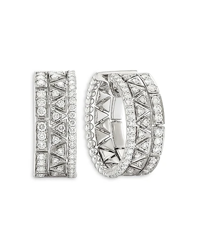 Etho Maria 18K White Gold Reflexion Diamond Multirow Hoop Earrings