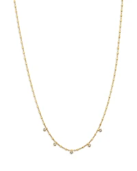 Zoe Chicco 14K Yellow Gold Prong Diamonds Dangling Square Bead Chain Necklace, 16
