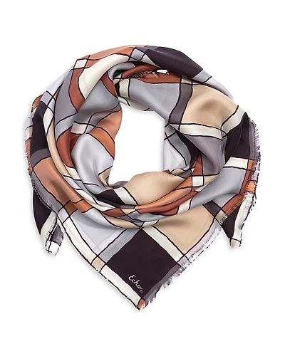 Echo Windowpane Square Silk Scarf