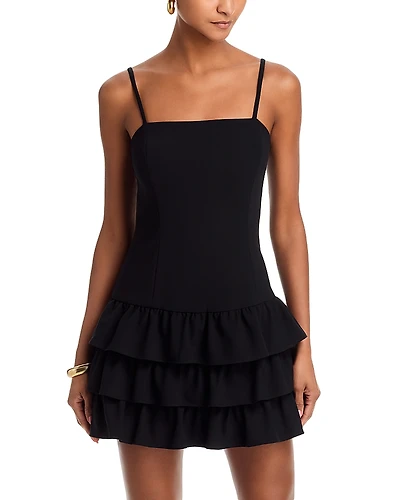 French Connection Whisper Ruffle Hem Mini Dress