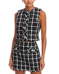 French Connection Windowpane Tweed Crop Top