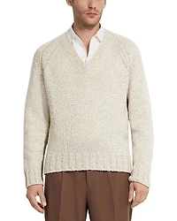 Zegna Melange Cashmere and Wool V-Neck