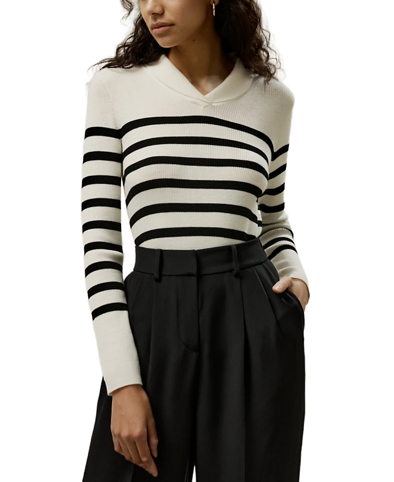 Lilysilk Striped Ultra-fine Merino Wool Sweater