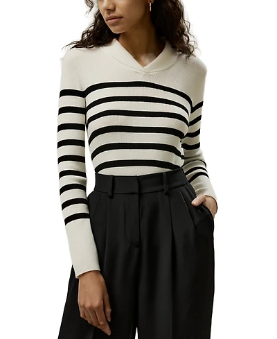 Lilysilk Striped Ultra-fine Merino Wool Sweater
