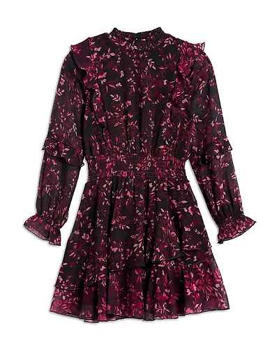 Aqua Girls' Long Sleeve Smocked Dress, Big Kid - Exclusive