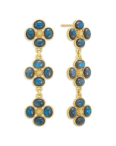 Capucine De Wulf Blue Labradorite Berry Clover Linear Earrings